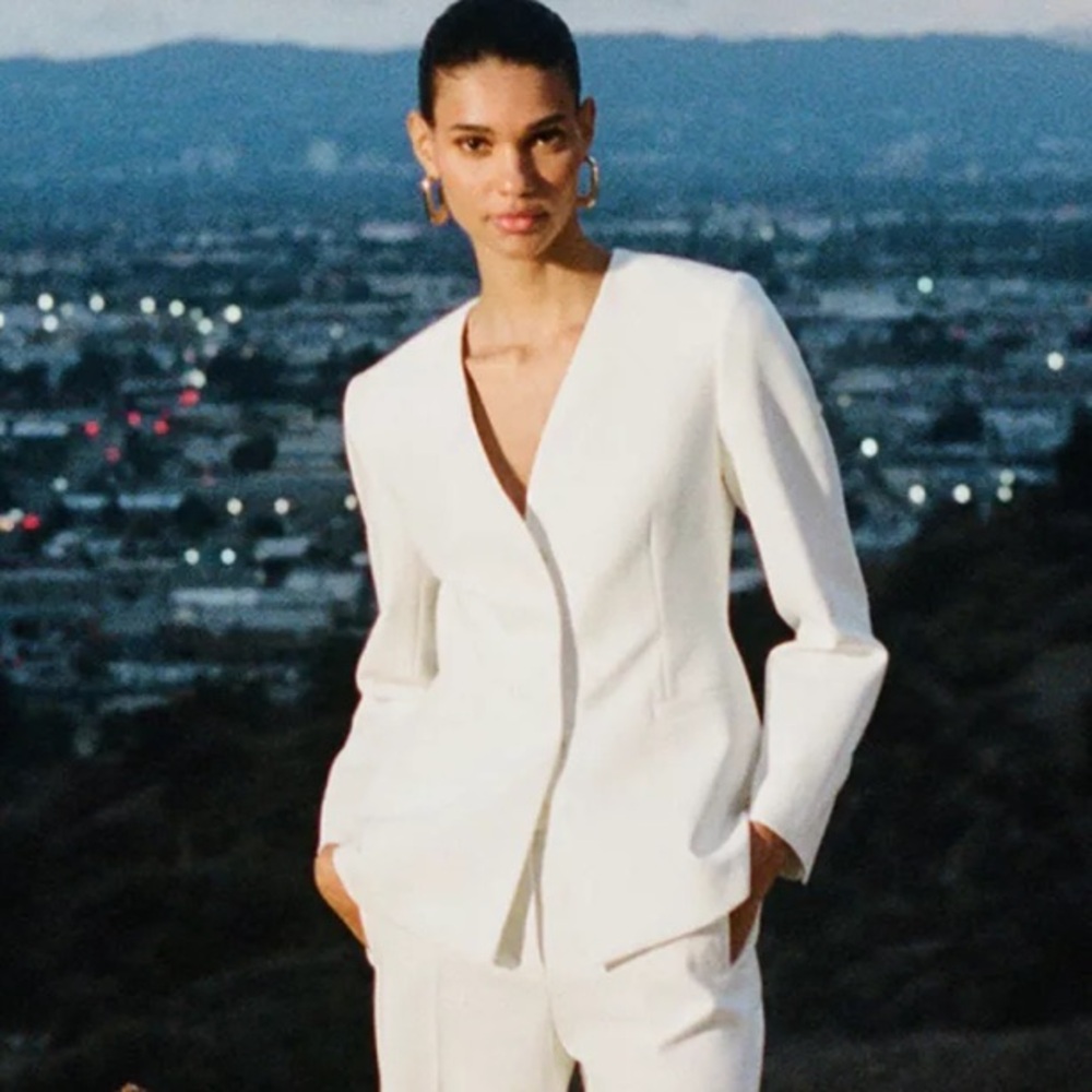 Zara NWT lapel-less tailored blazer white 2431/597